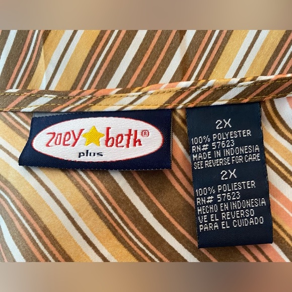 🦋-Zoey Beth Brown, Pink White Striped Blouse - Picture 6 of 8